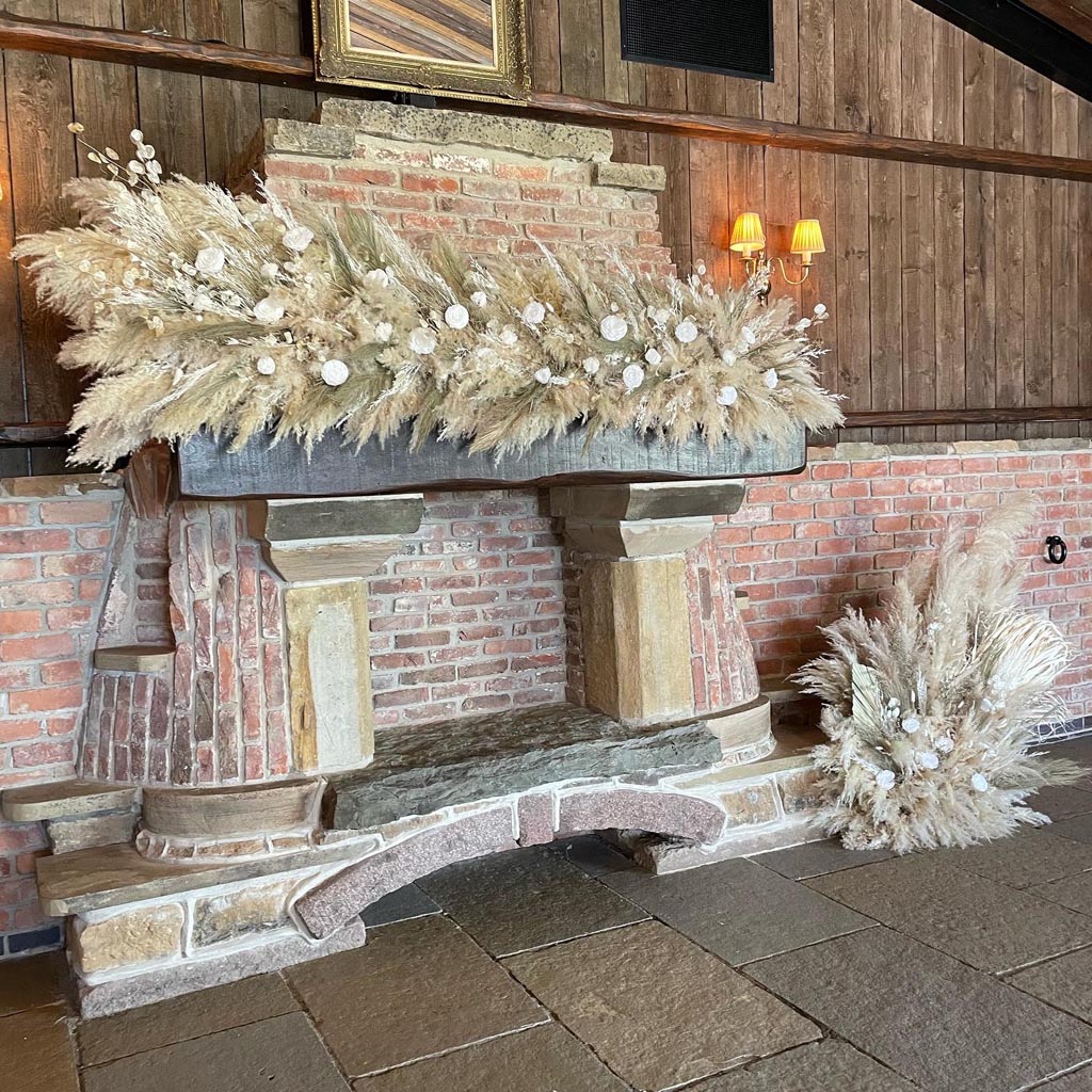 apampaslife dried flower wedding venue decorations fireplace 5